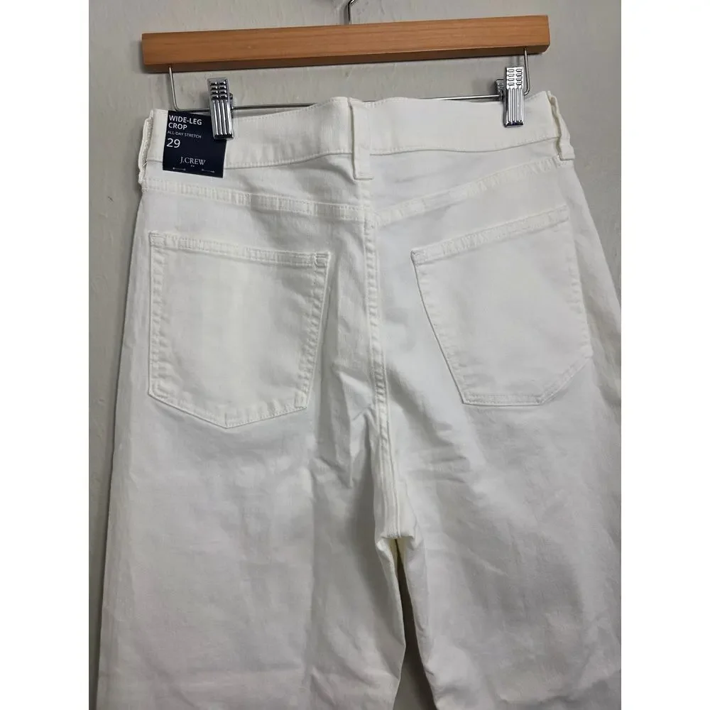 J.Crew White Wide Leg Cropped Jeans All Day Stretch NWT Size 29 BR051